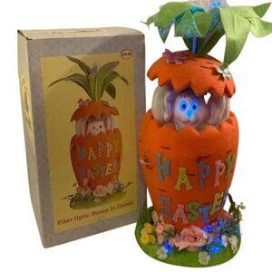 Easter Time Fiber Optic Musical Bunny Rabbit in A Carrot Holiday Decor New